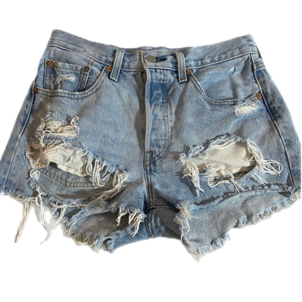 Levi's Premium 501 Jean Denim Shorts Daisy Dukes Button Fly Distressed Tumblr 26
